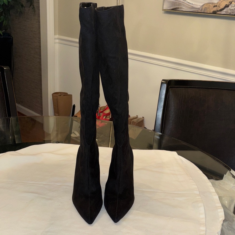 Jessica Simpson Wide Calf Black Suede Over-the-Knee Boots - Picture 1 of 6